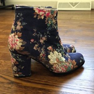 Anthropologie Billy Ella Floral Suede Ankle Boots